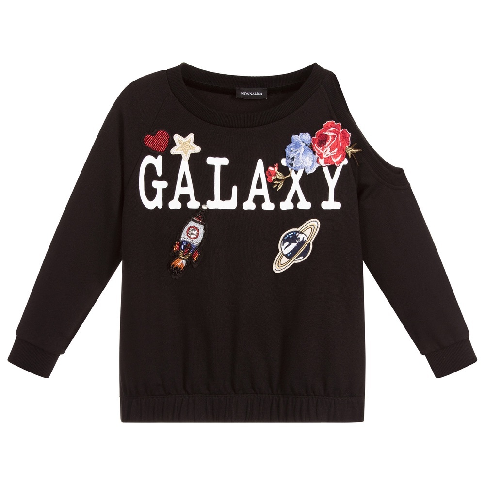 KIDS' GIRLS BLACK GALAXY BADGE SWEATSHIRT (8-10 years old)